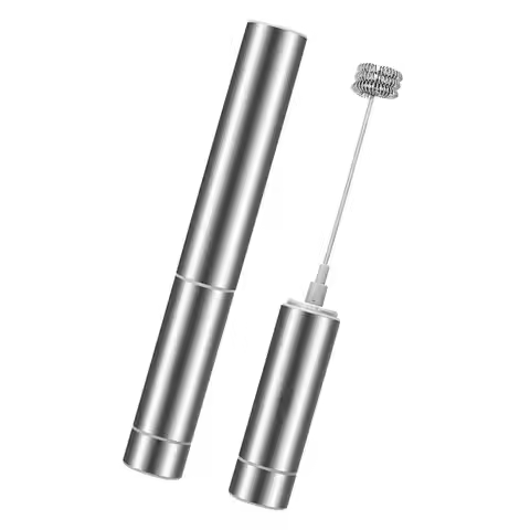 Stainless Steel Milk Frother Battery Operated Handheld Whisk Manual Egg Beater Creamer Pump for Coff