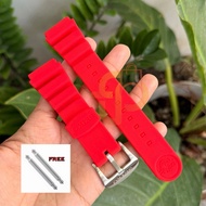 22mm Seiko OEM Japan Prospex Red Rubber Diver Strap for SKX007 SKX009 SRP777 7S26 7002 6309