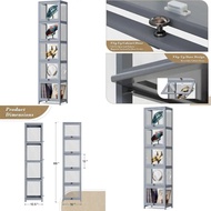 Kabinet Paparan Curio Koleksi Athena, Rak Paparan Akrilik 5 tingkat 68” Sarung Paparan Tinggi Untuk 