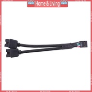 ci 9Pin USB Header Female 1 to 2 Male Extension Cable Card Desktop 9-Pin USB HUB USB 2 0 9 Pin Conne