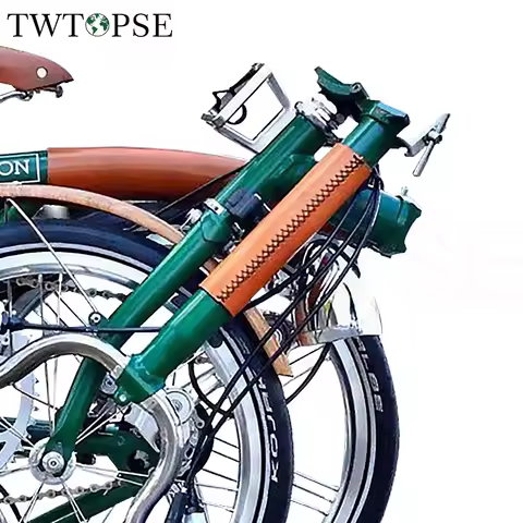TWTOPSE Handmade Leather Bike Handle Post Protector Cover For Brompton Folding Bicycle A C P Line M 