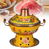 Perfk หม้อทองแดงหม้อปักกิ่งเก่าโบราณทนทาน Shabu Hotpot Cloisonne หม้อไฟสำหรับร้านอาหารปาร์ตี้บ้าน
