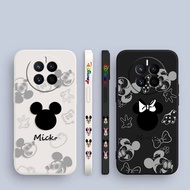 Anime Cute Mickey Minnie Mouse Side Printed Liquid Silicon Phone Case For HUAWEI Mate 40 30 20 10 P50 P40 P30 P20 P10 Nova 3E 4E Pro Plus Lite 2018 5G