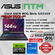 #RG336 USED ASUS ROG Gaming Laptop G513GV INTEL CORE i7-9750H 16GBD4 1TB SSD NVIDIA RTX2060 RTX 2060