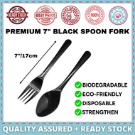 Momoyocraft Premium Plastik Sudu Garfu Set Disposable Cutlery Set Sudu Plastic Pakai Buang Hitam Spo
