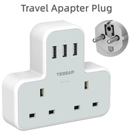 SG to European Plug Adapter with 3 USB,TESSAN 2 Way Korea ID Travel Adapter Plug Adaptor (Type E/F)