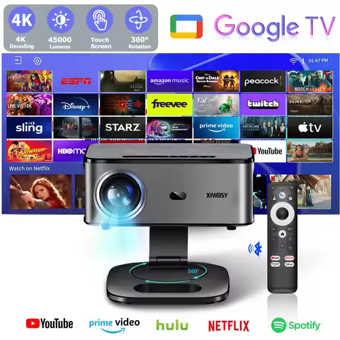 XIWBSY 46000Lumens Google TV Projector Portable Projector 4K Android 11.0 Daylight Projector 8K Vide