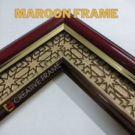 CREATIVE Photo Frame | Maroon Frame With Patterns Lining For Family & Graduation Photo  [11R/12R/12R