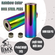 BMX Wheelie Peg Stunt BMX Bicycle Footrest Steel Rainbow Colors Bicycle Accessories for BMX Flatland