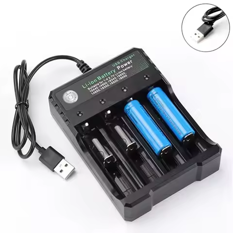 18650 Battery Charger Black 4 Slots 110V 220V For 18650 Charging 3.7-4.2V Rechargeable Lithium Batte
