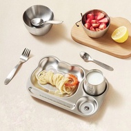 SUS 304 Laser Character Stainless Plates / Stainless Bowl Glass Plates / Stainless Tableware / Toddl