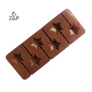 [Z&P-t] 6 Star Silicone Lollipop Mold Chocolate Candy Chip Mold Five-pointed Star Chocolate Bar Star