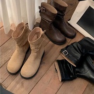 ️ Women's Western Style Cowgirl Boots Low Heel Vintage Strap Short