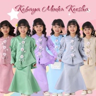 Baju Raya Kebaya Keesha 3D Flower Moden Baju Raya Kanak-Kanak Perempuan Baju Sedondon Adik Kakak