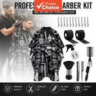Barber Hair Cutting Kit Cape Section Clips Neck Strips Spray Bottle Comb Set