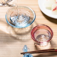 ADERIA FS47504 Sake Glass Pair Set Blue Pink DARUMA &amp; MT.FUJI Hand Made hare nomi Made in Japan