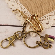 Creative Wind Music Shape Metal Keychain Couple Christmas Decoration Saxophone Flute Clarinet Pendan