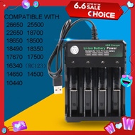 18650 USB Charger 2 4 SlotIndependent Charging 4.2V Li-ion Battery Smart Portable Rechargeable Battery Charger for 18500