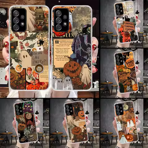 October Fall Halloween Spooky Pumpkin Phone Case For Samsung Galaxy A13 A14 A15 A16 A17 A53 A54 A55