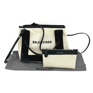 Balenciaga巴黎世家 海軍藍徽標Logo側邊按扣 棉質帆布小牛皮 帆布包托特包Tote包購物袋提包