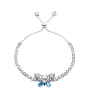 純銀八心八箭鋯石單排手鍊 - 白蝴蝶