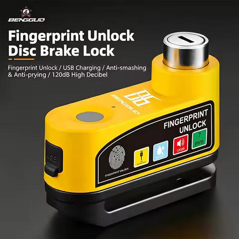 Motorcycle Alarm Disc Brake Lock One-Touch Fingerprint Unlock Anti Theft Security Moto Wheel Disk Pa