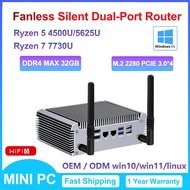 Fanless AMD Mini PC Ryzen 7 7730U /Ryzen 5 4500U/5625U Gaming Computer  2*HDMI2.0 NVMe DDR4 WiFi6 So