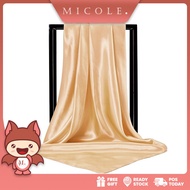 MICOLE C9066B HOT SALE PREMIUM Tudung Bawal Satin Silk Plain Bidang 45 Borong Muslimah Bawal Murah Square Hijab Scarf