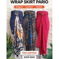 Skirt Pario Plain & Batik Wanita Free Size | Wrap Skirt Adjustable | Kain Lilit Batik Viral | Materi
