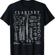 T Shirt Cetakan Lukisan Pemain Klarinet Vintage Berpaten
