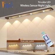 Vimite 60/80CM โคมไฟกลางคืน ไฟเซนเซอร์คน 3-Color Dimming ไฟเซ็นเซอร์ led ไร้สาย ไฟประดับตู้โชว์ USB 