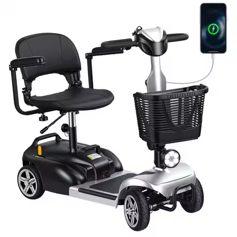 4 Wheels Mobility Scooter for Adults & Seniors,Lightweight Foldable 5 MPH Speed 7.46 Miles Range Ele