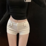 Quần Short Mini Hở Mông Cạp Thấp Gợi Cảm Kiểu Pháp Mới Cho Nữ Mùa Xuân 2025 Quần Short Co Giãn Ôm Sá