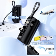 Mini Power Bank With Phone Holder 5000mAh Powerbank Capsule Portable Charger Dual Charging Heads