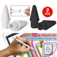 屯團百貨 - 【1黑1白+2個白色軟膠筆尖套】適用於蘋果手寫筆 apple pencil筆一代二代通用筆尖 Apple Pencil 蘋果筆平板配件 ipad手寫筆 防觸控防滑丟替換筆