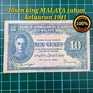A848 10sen kertas MALAYA king zaman British duit syiling lama duit Malaysia lama duit kertas lama ba