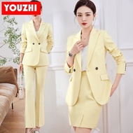 New arrival【Real Stock】Women's office set wear long sleeve blazer and pants 2 piece Fashion elegant 