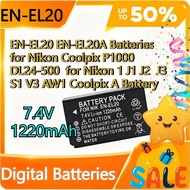 New 7.4V 1220mAh EN-EL20 EN-EL20A Batteries for Nikon Coolpix P1000 DL24-500  for Nikon 1 J1 J2  J3 