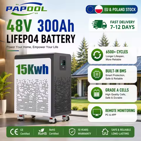 LiFePO4 48V 300Ah 15Kwh Battery 6500+ Cycles Bluetooth BMS 51.2V 100Ah 5Kwh 600Ah 30Kwh AKKU Home So