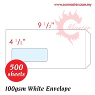 4 1/2" x 9 1/2" Window White Envelope | Sampul Surat Putih