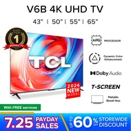 【5 Years Warranty】TCL V6B 4K Google TV | Android TV |  43 50 55 65 inch | Dolby Audio | HDR 10 | HDMI 2.1 | Edgeless Design | Dolby Audio | Voice Control