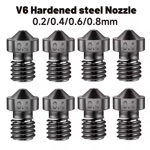 V6 Hardened Steel Nozzle E3D V6 Nozzle 0.2 0.4 0.6 0.8 For Ender 3 V6 Hotend Titan Extruder Prusa I3
