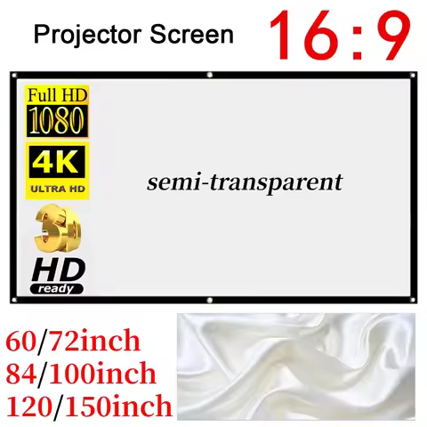 Portable Translucent Projector Screen Simple Curtain 16:9 Movies Game Anti-Light 60-150inch Projecti