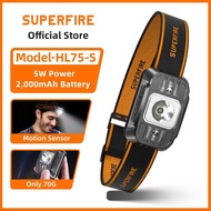 SUPERFIRE HL75-S 5W LED Headlamp Strong Bright Type-C Rechargeable Waterproof Work Light Long-range 