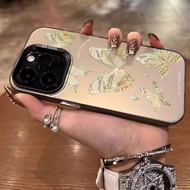 Casing iPhone 11 12 13 14 15 16 17 Pro Max Fashion Golden Butterfly Matte Case For iPhone 17PM 13PM 