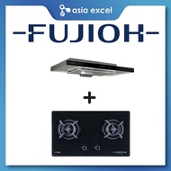 FUJIOH FR-MS1990R 90CM GLASS BLACK SLIMLINE HOOD WITH TOUCH CONTROL + FUJIOH FH-GS6520 SVGL 2 BURNER GLASS GAS HOB