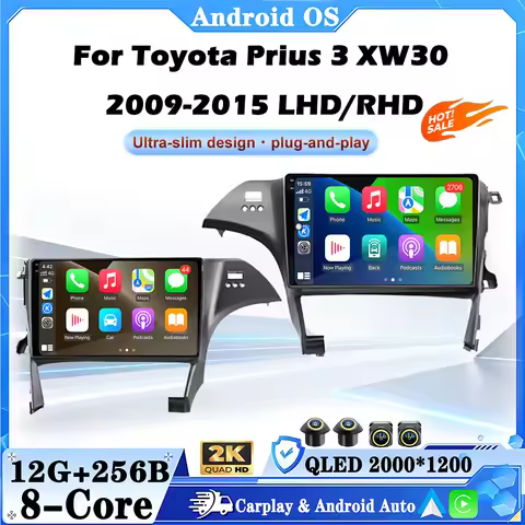 Android Auto Carplay For Toyota Prius 3 XW302009-2015 LHD/RHD Car Radio GPS Navigation Multimedia Vi