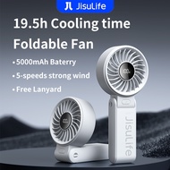 JisuLife Portable Handheld Fan 5000mAh 19.5h Cooling Time Foldable Hand Fans with 5 Gears Strong Win