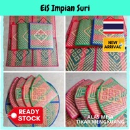 (Ready Stock) Alas Meja Mengkuang / Tikar Mengkuang Bulat/Segi Empat / Tikar Saprah Mengkuang / Tikar Alas Makan