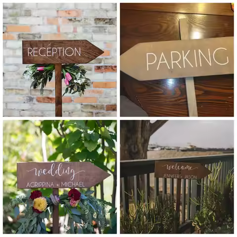 Wedding Parking Reception Sign Stickers Personalized Wedding Sign or Signage Vinyl Decals For Rustic